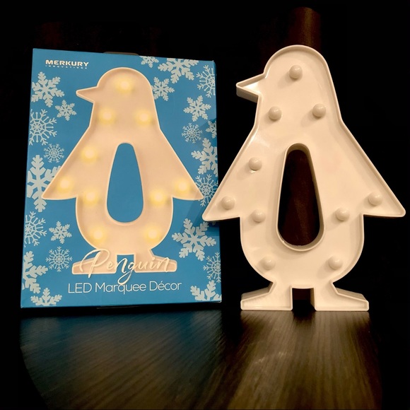 White Penguin Marquee Decor Night Light - 10.5” 🖤 - Picture 3 of 5
